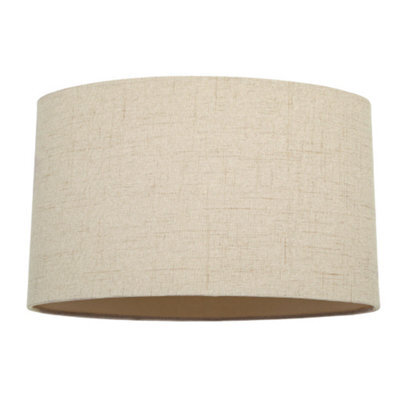 Happy Homewares Contemporary And Sleek Taupe Stitched Effect Linen Fabric Oval Lamp Shade - image 1