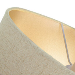Happy Homewares Contemporary And Sleek Taupe Stitched Effect Linen Fabric Oval Lamp Shade - thumbnail 3