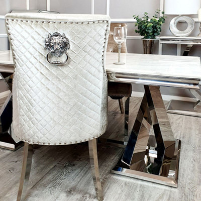 Stratus Interiors Bentley Upholstered Lion Knocker Dining Chair - Dark Grey Velvet - image 1