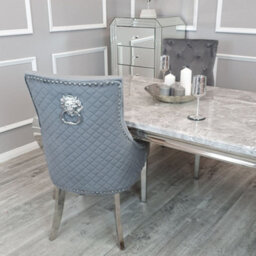 Stratus Interiors Bentley Upholstered Lion Knocker Dining Chair - Dark Grey Velvet - thumbnail 9