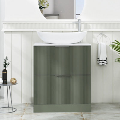 Royal Bathrooms Evora 700mm Sage Green Fluted Floor Standing Countertop Vanity Unit 2 Drawer With Cesar Basin - image 1