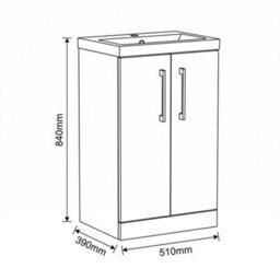 Balterley Bramshall Modern Bathroom 2 Soft Close Door & Mid-Edge Vanity Unit Basin, Satin Grey, 500mm - thumbnail 5