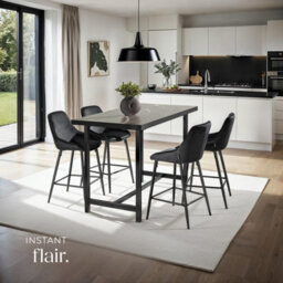 Tectake Bar Stool Siera With Backrest, Padding And Soft Fabric - Velvet Look Black/black, Set Of 4 - thumbnail 7