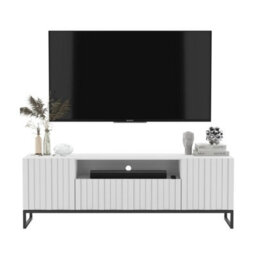 Heze Furniture Elpis Glamour Tv Cabinet Unit With Storage 150 Cm - White Matt / Black Frame - thumbnail 1