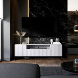 Heze Furniture Elpis Glamour Tv Cabinet Unit With Storage 150 Cm - White Matt / Black Frame - thumbnail 2