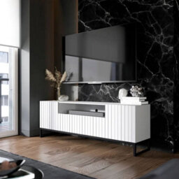 Heze Furniture Elpis Glamour Tv Cabinet Unit With Storage 150 Cm - White Matt / Black Frame - thumbnail 4