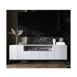 Heze Furniture Elpis Glamour Tv Cabinet Unit With Storage 150 Cm - White Matt / Black Frame - thumbnail 5