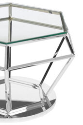Orsina Contemporary Silver Finish Diamond Design End Table, Elegant End Table, Stainless Steel Frame Bedside Table - thumbnail 3