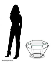 Orsina Contemporary Silver Finish Diamond Design End Table, Elegant End Table, Stainless Steel Frame Bedside Table - thumbnail 5