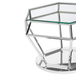 Orsina Contemporary Silver Finish Diamond Design End Table, Elegant End Table, Stainless Steel Frame Bedside Table - thumbnail 4