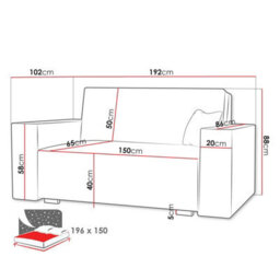Viva Vox Iv Sofa Bed With Storage And Sleeping Function Wooden Legs Free Standing 192X88X102 Cm Graphite - thumbnail 5