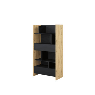 Arte Bed Concept Oak Artisan And Black Sideboard Cabinet 92Cm - image 1