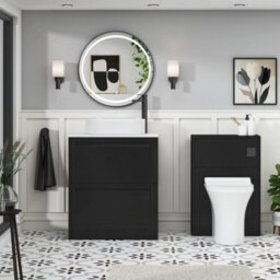 Royal Bathrooms Royal Bathroom Elmore 700mm Matt Nocturne Black Freestanding Bathroom Vanity Unit 2 Drawer Plain White Worktop With Lyon Basin - thumbnail 5