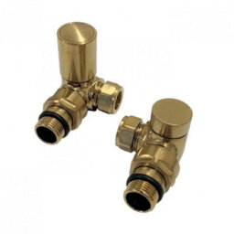 Royal Bathrooms Brushed Brass Corner Radiator Valve Pack - 15mm - thumbnail 2