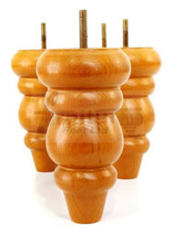 L&F 4X Solid Turned Wood Furniture Legs Chair Settee Feet 155mm 8mm Thread Golden Oak Stain - thumbnail 9