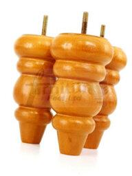 L&F 4X Solid Turned Wood Furniture Legs Chair Settee Feet 155mm 8mm Thread Golden Oak Stain - thumbnail 3