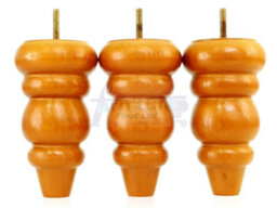 L&F 4X Solid Turned Wood Furniture Legs Chair Settee Feet 155mm 8mm Thread Golden Oak Stain - thumbnail 4