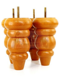 L&F 4X Solid Turned Wood Furniture Legs Chair Settee Feet 155mm 8mm Thread Golden Oak Stain - thumbnail 7