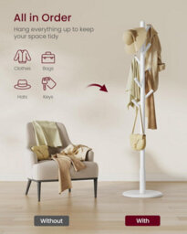 LEDREM Coat Rack, Solid Wood Coat Stand, Free Standing Hall Coat Tree With 8 Hooks For Coats, Hats, Bags, Purses, For Entryway - thumbnail 5