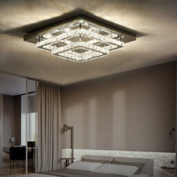 Living And Home Double Layered Square  Large Size Modern Crystal Chandeliers Led Ceiling Light 40Cm Dimmable - thumbnail 1