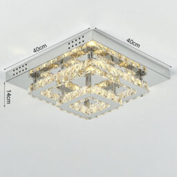 Living And Home Double Layered Square  Large Size Modern Crystal Chandeliers Led Ceiling Light 40Cm Dimmable - thumbnail 5