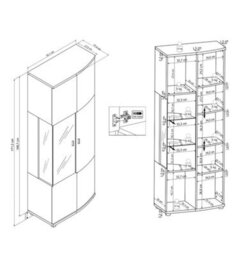 Arte Dera 32 Tall Display Cabinet In Oak Artisan & Graphite Grey - W700mm H1710mm D380mm, Modern And Luxurious - thumbnail 5