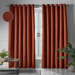 Moonlight Bedding 100%blackout Eyelet Linen Texture Curtain Pair Thermal Energy Efficient For Summer Winter (Rust, 90''x90'')