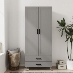 Urbn-Living Urbnliving 180Cm Height Grey Wardrobe With 2 Door 2 Drawer Modern Bedroom Clothes Storage Hanging Rail - thumbnail 2