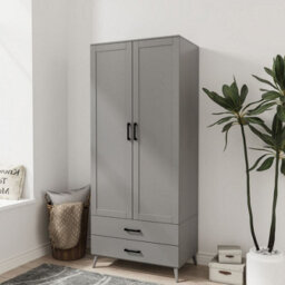 Urbn-Living Urbnliving 180Cm Height Grey Wardrobe With 2 Door 2 Drawer Modern Bedroom Clothes Storage Hanging Rail - thumbnail 1