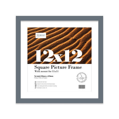 "12X12"" Grey Picture Frame - 12X12"" Square Frame With 11X11"" Mount For 12X12""/11X11"" Pictures Vintage Style Thin Edge, 1 Pack" - image 1
