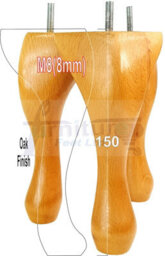 L&F Queen Anne Wooden Legs 150mm High Set Of 4 Oak Replacement Furniture Feet Chairs Sofas Footstools M8 (8mm)