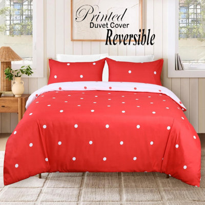 Ameha Printed Duvet Cover 3 Piece Set With Matching Pillowcase Red & White Dotted Design King Size (230X220 Cm) - image 1
