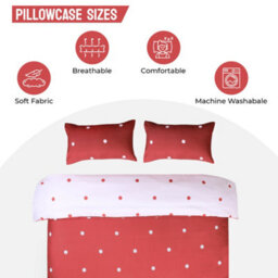 Ameha Printed Duvet Cover 3 Piece Set With Matching Pillowcase Red & White Dotted Design King Size (230X220 Cm) - thumbnail 8