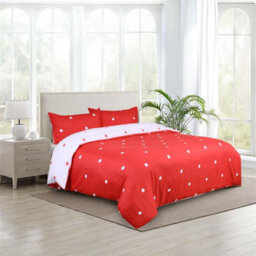 Ameha Printed Duvet Cover 3 Piece Set With Matching Pillowcase Red & White Dotted Design King Size (230X220 Cm) - thumbnail 6
