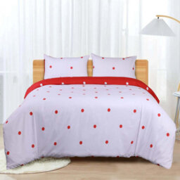 Ameha Printed Duvet Cover 3 Piece Set With Matching Pillowcase Red & White Dotted Design King Size (230X220 Cm) - thumbnail 3