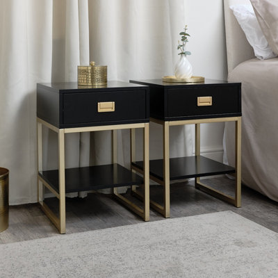 Melody Maison Pair Of One Drawer Bedside Tables - Elle Black Range - image 1