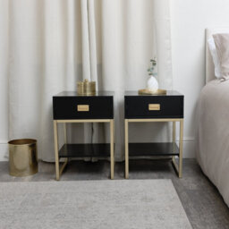 Melody Maison Pair Of One Drawer Bedside Tables - Elle Black Range - thumbnail 4
