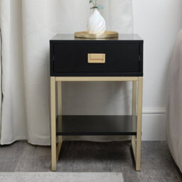 Melody Maison Pair Of One Drawer Bedside Tables - Elle Black Range - thumbnail 7