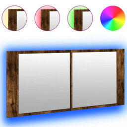 Berkfield Led Bathroom Mirror Cabinet Smoked Oak 100X12X45 Cm - thumbnail 2
