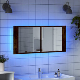 Berkfield Led Bathroom Mirror Cabinet Smoked Oak 100X12X45 Cm - thumbnail 4