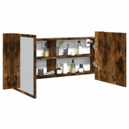 Berkfield Led Bathroom Mirror Cabinet Smoked Oak 100X12X45 Cm