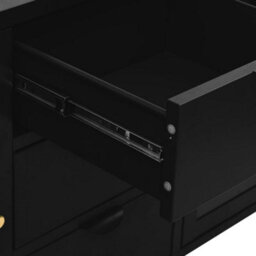 Berkfield Classic Sideboard Black 105X35X70 Cm Steel And Tempered Glass - thumbnail 7