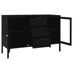 Berkfield Classic Sideboard Black 105X35X70 Cm Steel And Tempered Glass - thumbnail 6