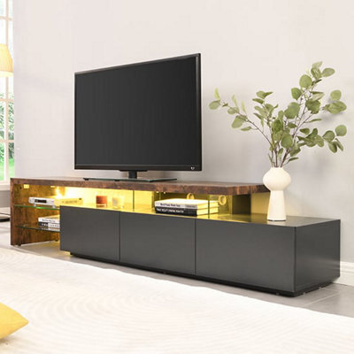 Furniture in Fashion Alanis Wooden Tv Stand With Storage In Rustic Oak And Led - image 1