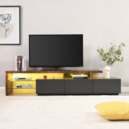 Furniture in Fashion Alanis Wooden Tv Stand With Storage In Rustic Oak And Led - thumbnail 2