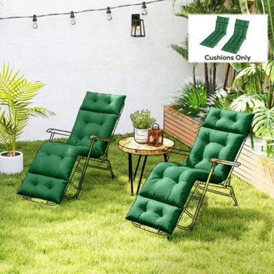 Outsunny Garden Lounge Chair Cushions Set Of 2, 220Gsm Fabric, Green - image 1
