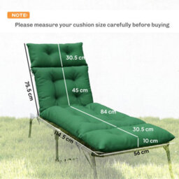 Outsunny Garden Lounge Chair Cushions Set Of 2, 220Gsm Fabric, Green - thumbnail 3