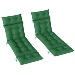 Outsunny Garden Lounge Chair Cushions Set Of 2, 220Gsm Fabric, Green - thumbnail 2