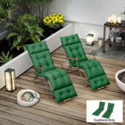 Outsunny Garden Lounge Chair Cushions Set Of 2, 220Gsm Fabric, Green - thumbnail 9