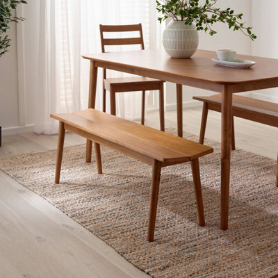Furniturebox Uk Lynton Solid Wood Walnut Effect Large Dining Bench - image 1